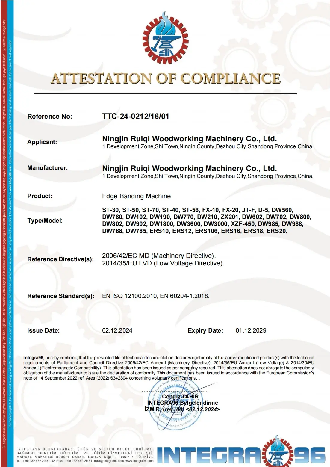 CE Safety Certification for woodworking machinery