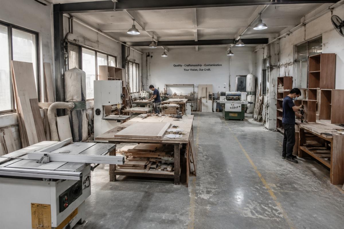 100 sqm small custom furniture workshop production setup 100 sqm custom furniture workshop with entry-level woodworking equipment in production