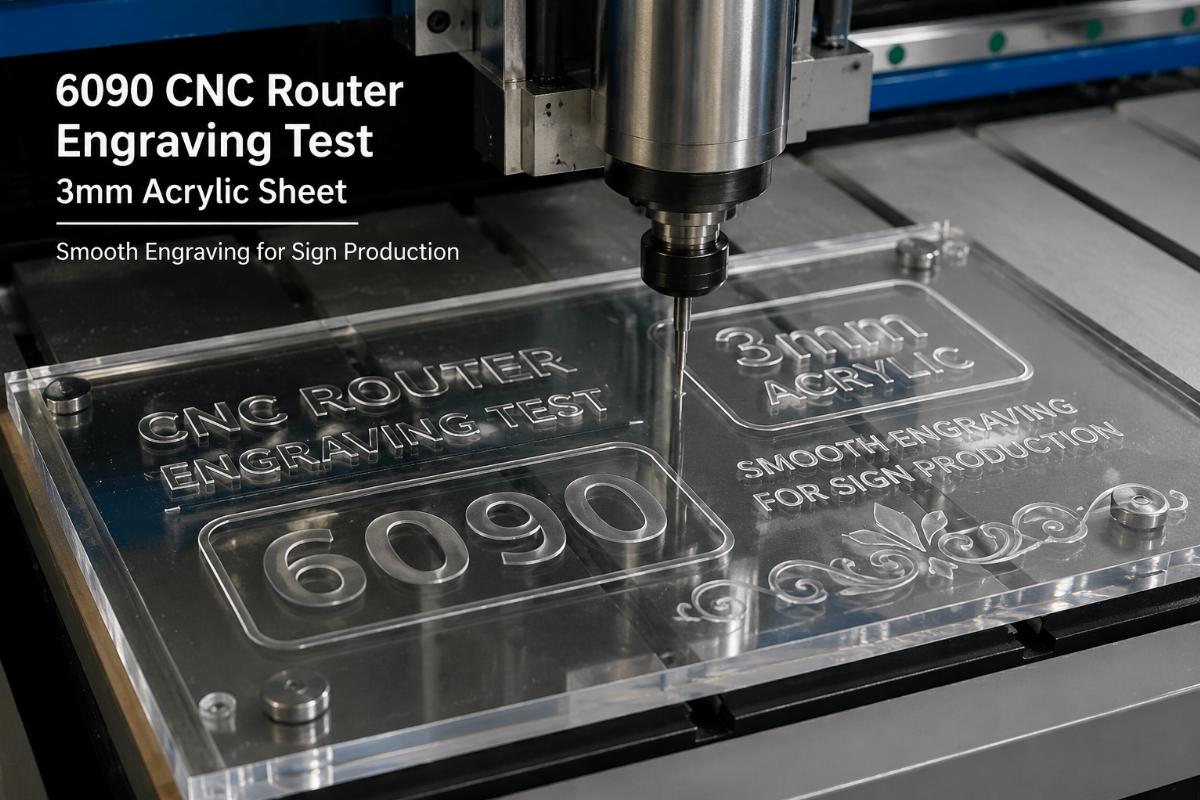 3mm acrylic smooth engraving test for sign production 6090 CNC router engraving test on 3mm acrylic sheet