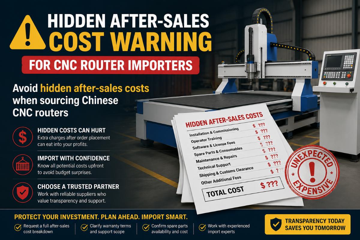 Avoid hidden after-sales costs when sourcing Chinese CNC routers Hidden after-sales cost warning for CNC router importers