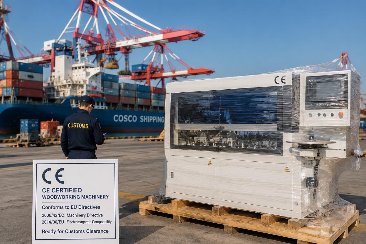 CE certification for woodworking machinery compliance CE certified woodworking machinery ready for customs clearance at Qingdao port
