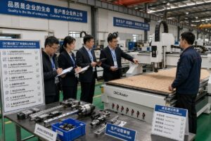 On-site audit scene for Chinese CNC router manufacturing facility