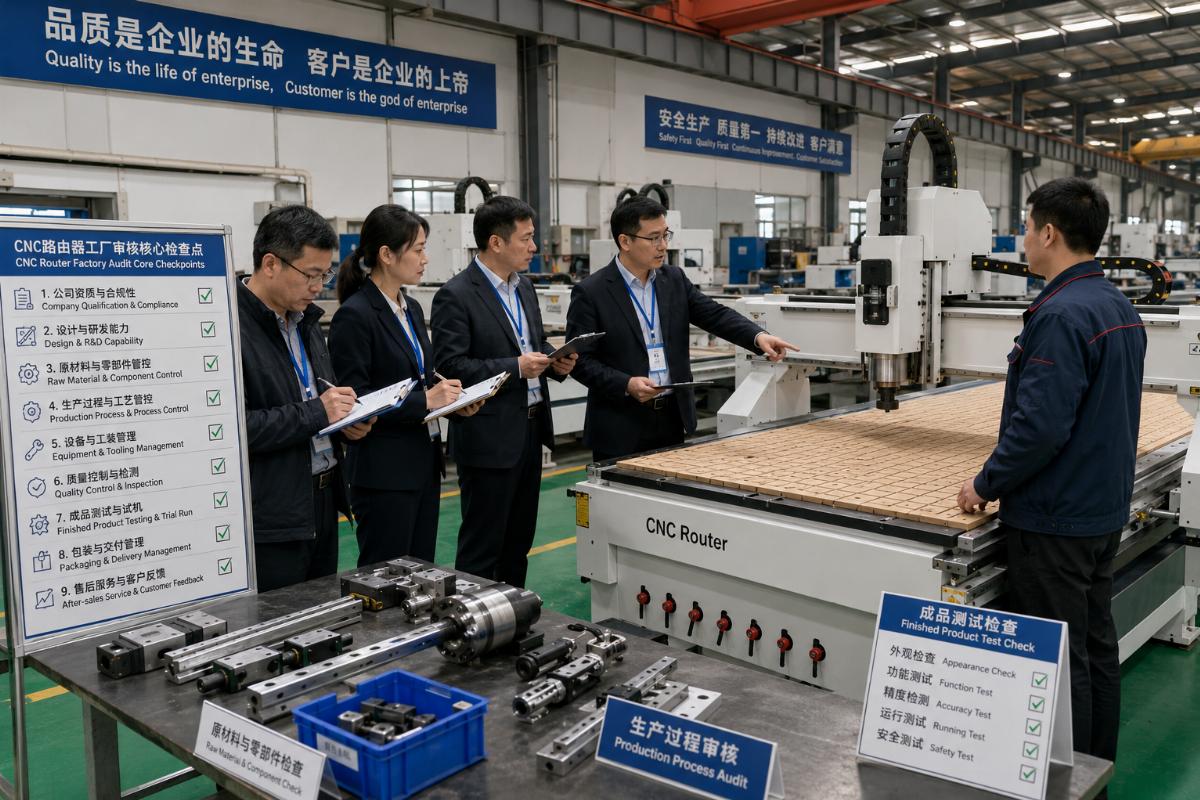 CNC router factory visit and audit core checkpoints On-site audit scene for Chinese CNC router manufacturing facility