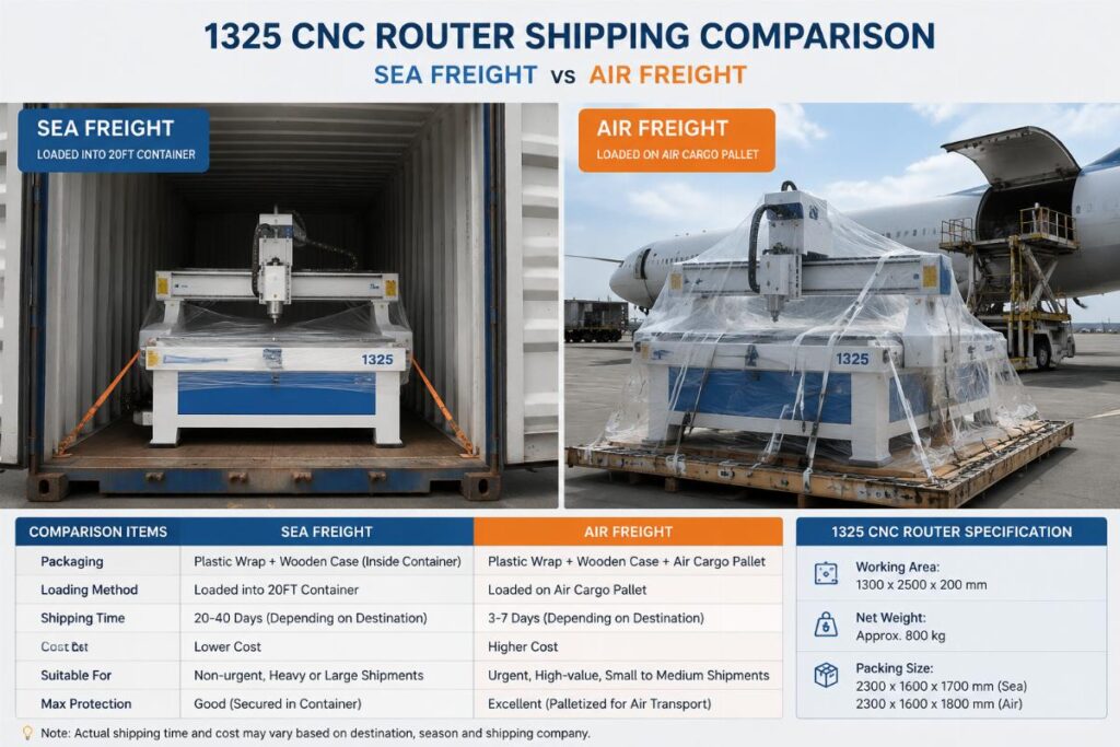 How to Pick Sea/Air Freight for CNC Routers from China: Cost & Time Guide