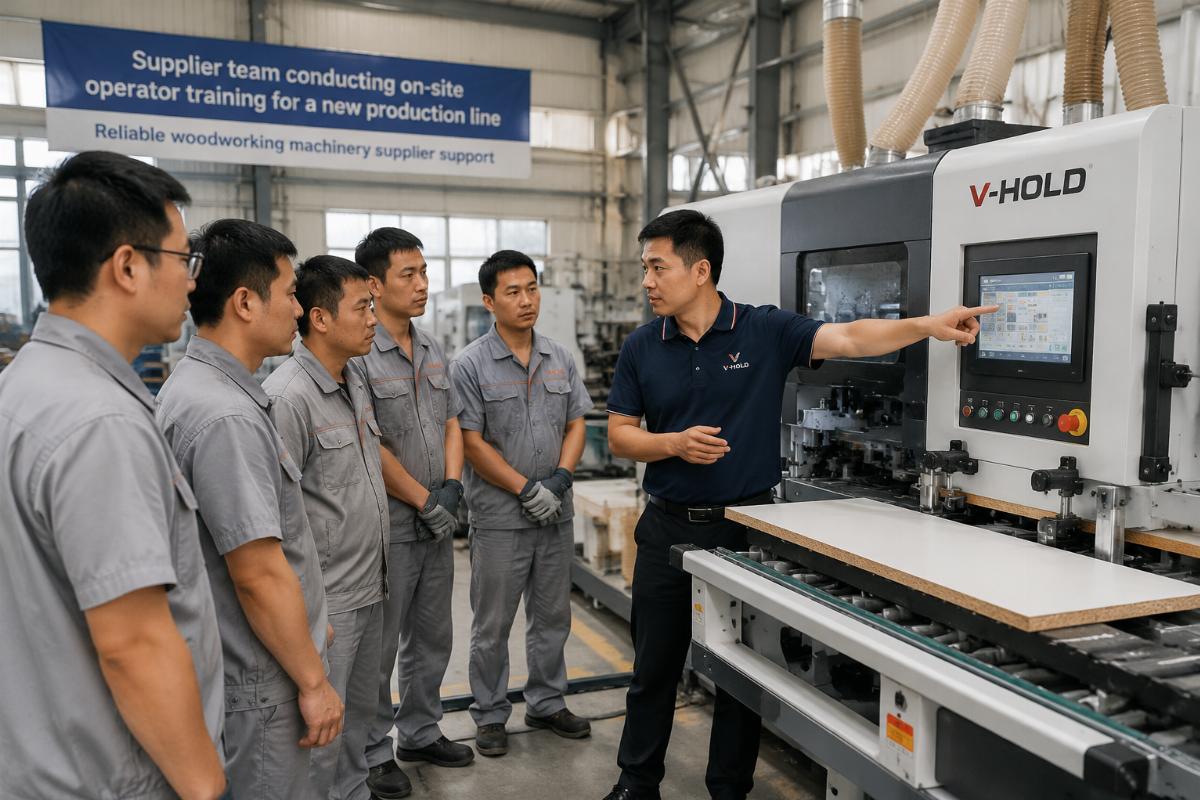Supplier team conducting on-site operator training for a new production line